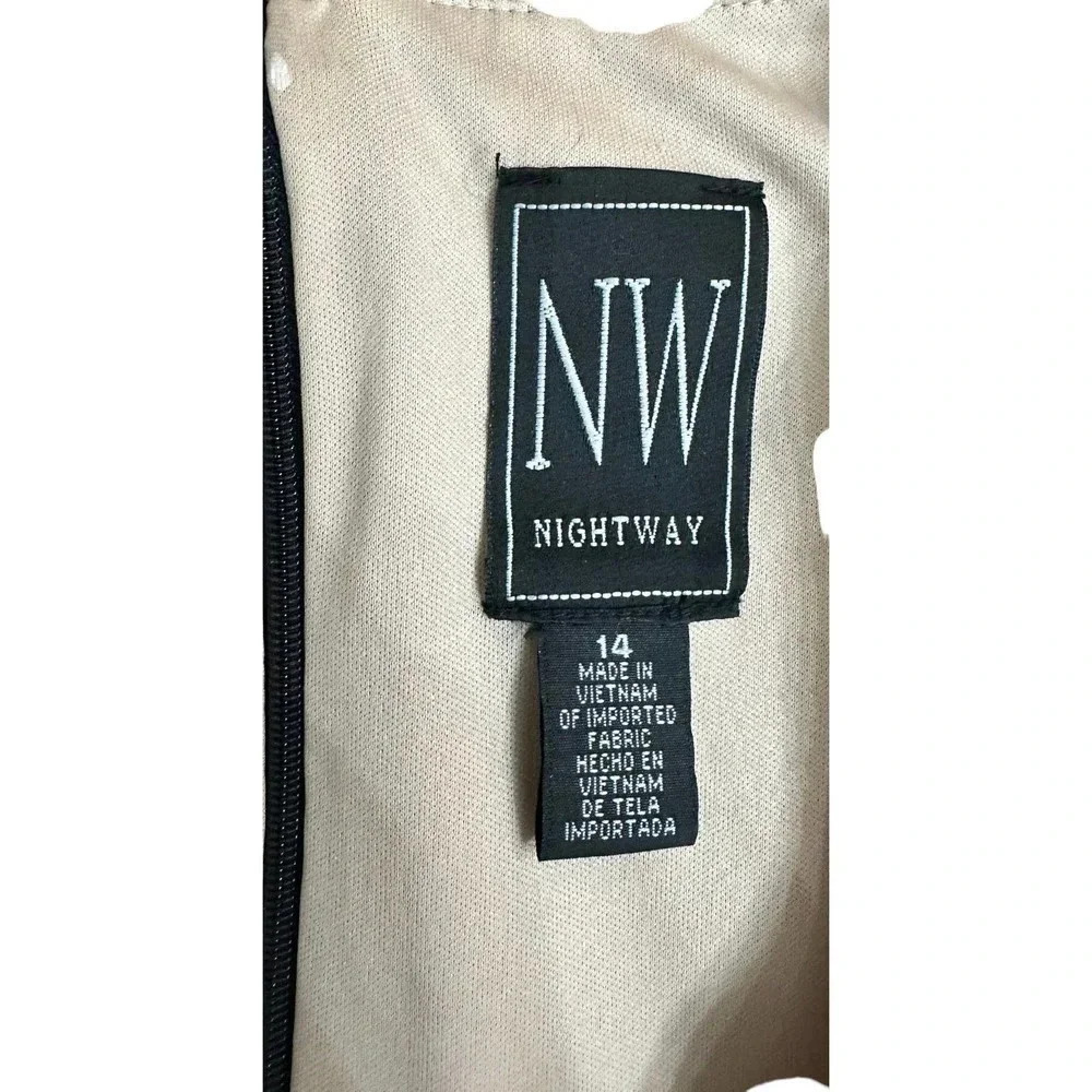 Nightway Women's Black Lace Mock Two-Piece Slit Gown Dress Size Plus 14 - Picture 5 of 8